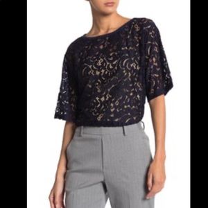 NWT blue Pleione lace scoop neck top NWT, Sz S